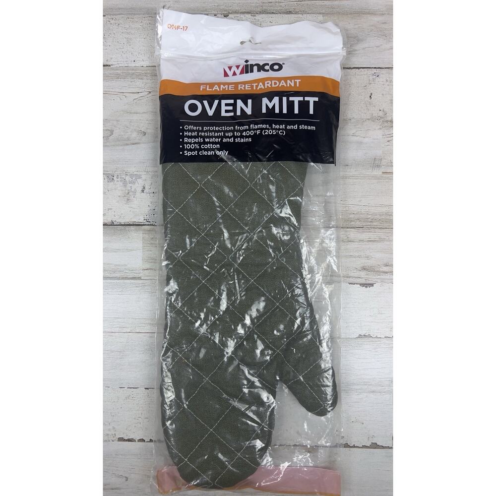 Winco Flame RETARDANT Oven Mitt 15 Inch Sage Green Grilling Barbecue NEW
